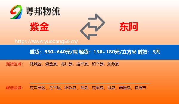 紫金到东阿县物流专线名片