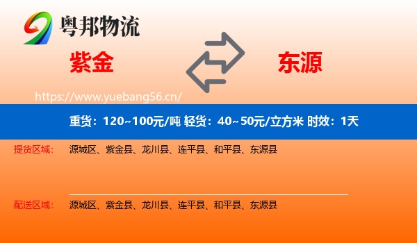 紫金到东源县物流专线名片