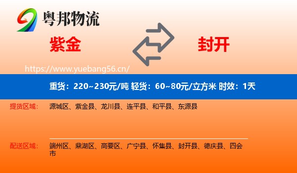 紫金到封开县物流专线名片