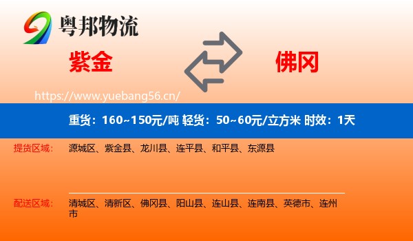 紫金到佛冈县物流专线名片