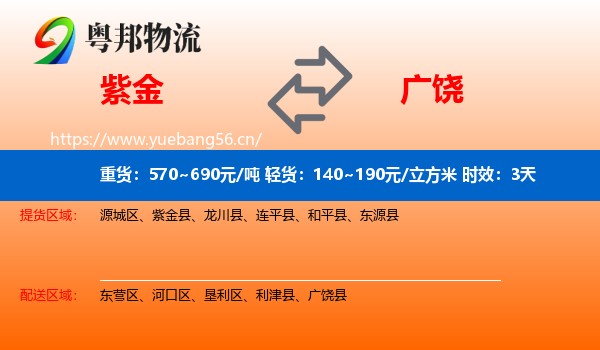 紫金到广饶县物流专线名片