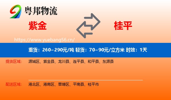 紫金到桂平市物流专线名片