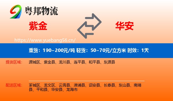 紫金到华安县物流专线名片