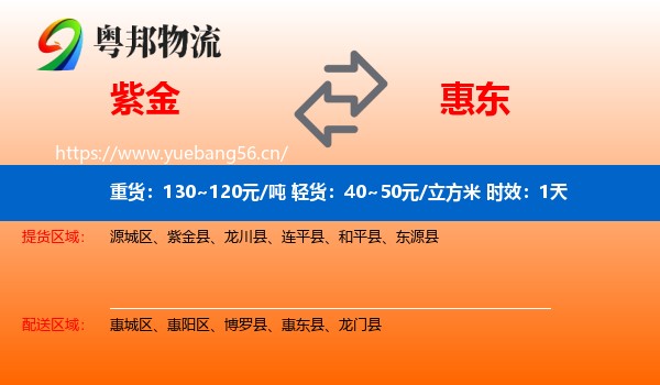 紫金到惠东县物流专线名片