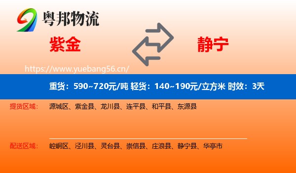 紫金到静宁县物流专线名片