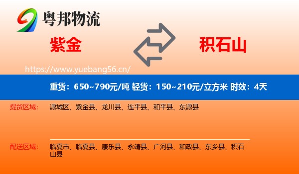 紫金到积石山县物流专线名片