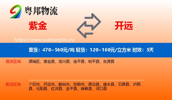 紫金到开远市物流专线名片