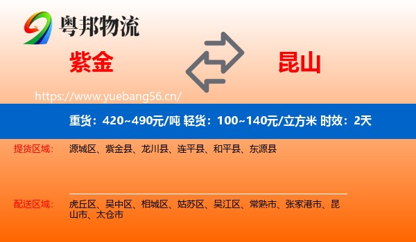 紫金到昆山市物流专线名片