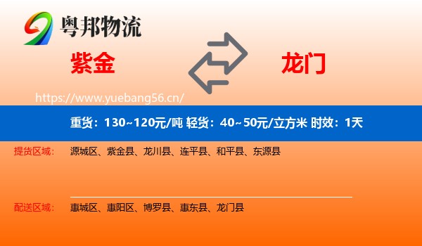 紫金到龙门县物流专线名片