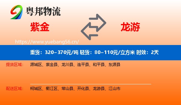紫金到龙游县物流专线名片