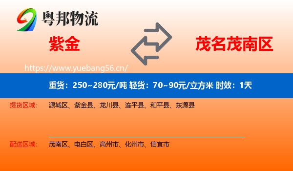 紫金到茂南区物流专线名片