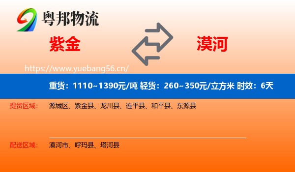 紫金到漠河市物流专线名片