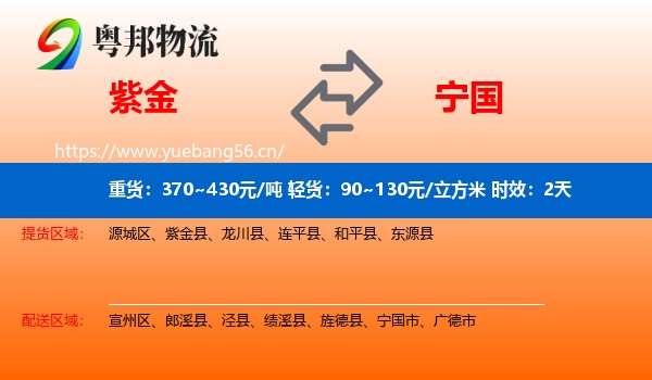 紫金到宁国市物流专线名片
