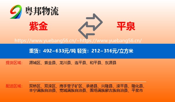 紫金县到平泉市物流专线
