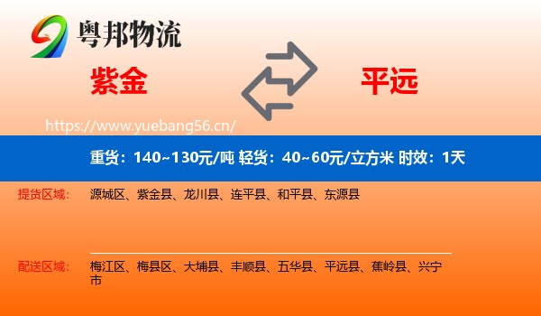 紫金到平远县物流专线名片