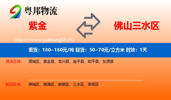 紫金到三水区物流专线名片