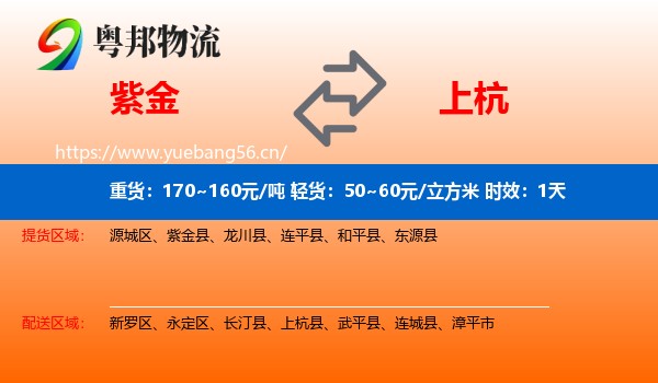 紫金到上杭县物流专线名片