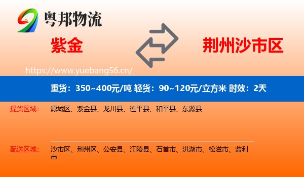 紫金到沙市区物流专线名片