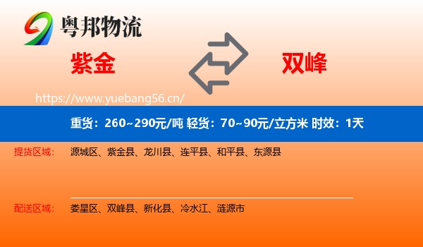 紫金到双峰县物流专线名片