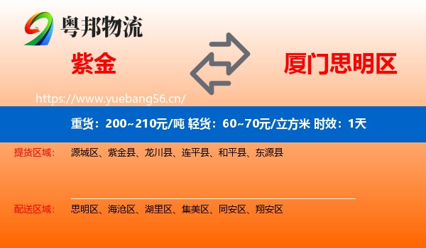 紫金到思明区物流专线名片