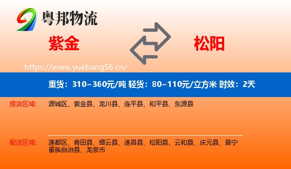 紫金到松阳县物流专线名片