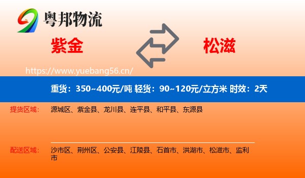 紫金到松滋市物流专线名片