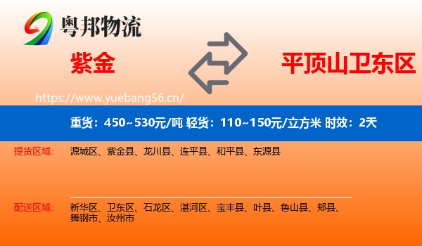 紫金到卫东区物流专线名片