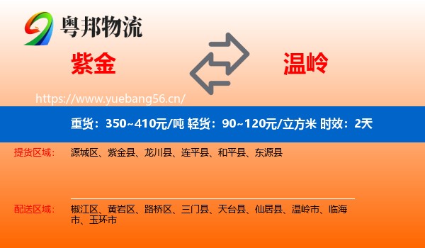 紫金到温岭市物流专线名片