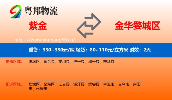 紫金到婺城区物流专线名片