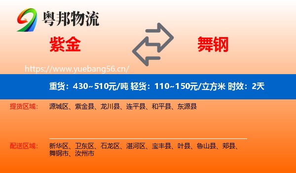 紫金到舞钢市物流专线名片