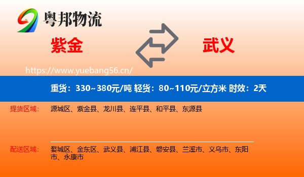 紫金到武义县物流专线名片