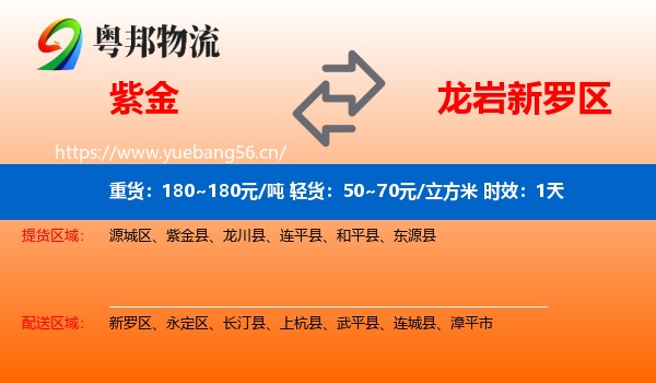 紫金到新罗区物流专线名片