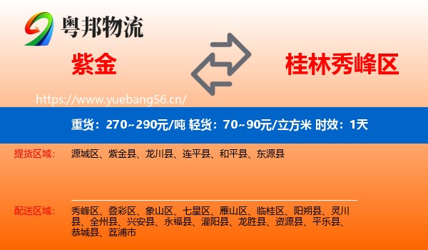 紫金到秀峰区物流专线名片