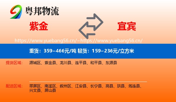 紫金县到宜宾物流专线