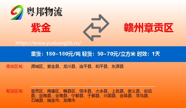 紫金到章贡区物流专线名片
