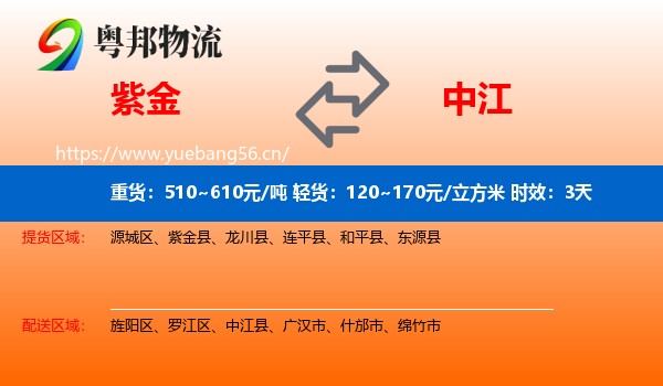 紫金到中江县物流专线名片
