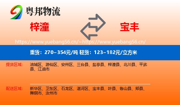 梓潼到宝丰县物流