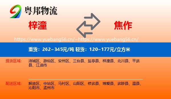 梓潼到焦作物流