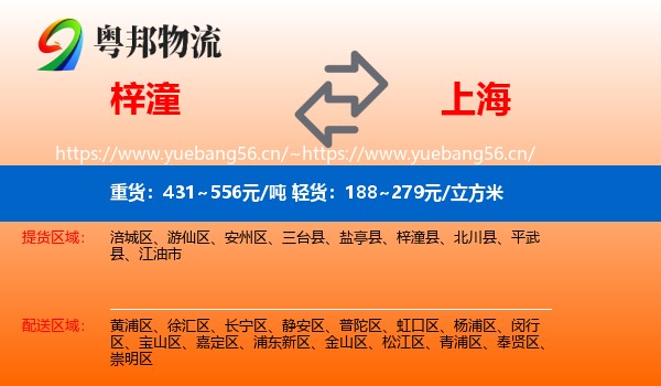 梓潼到上海物流