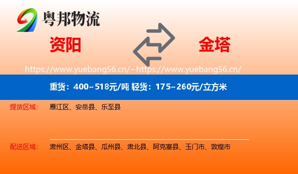 资阳到金塔县物流