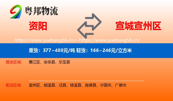 资阳到宣州区物流