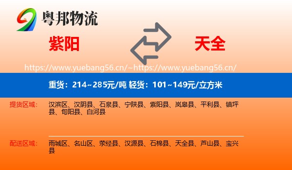 紫阳到天全县物流
