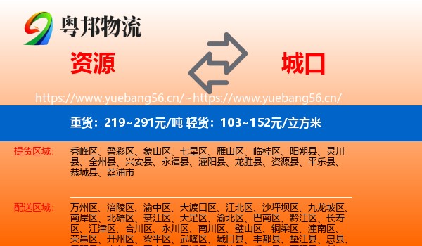 资源到城口县物流