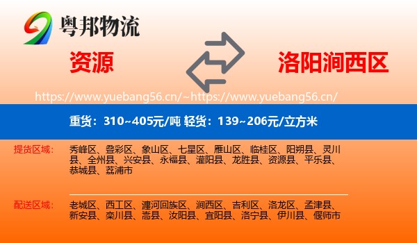 资源到涧西区物流
