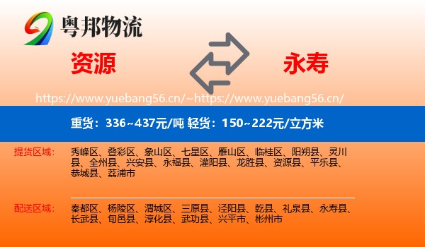 资源到永寿县物流