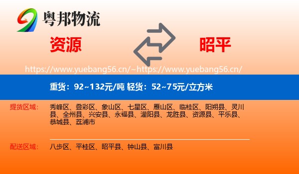 资源到昭平县物流