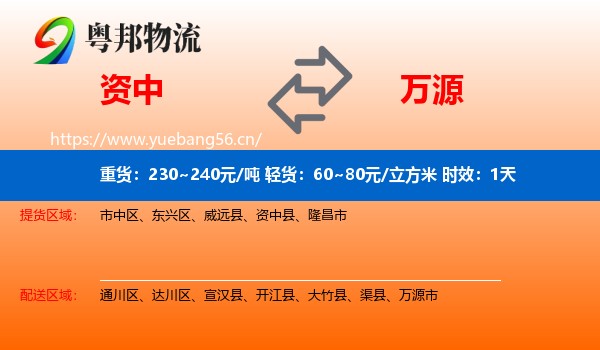 资中到万源市物流专线名片