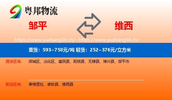 邹平到维西县物流