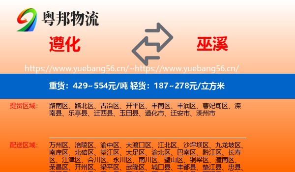 遵化到巫溪县物流